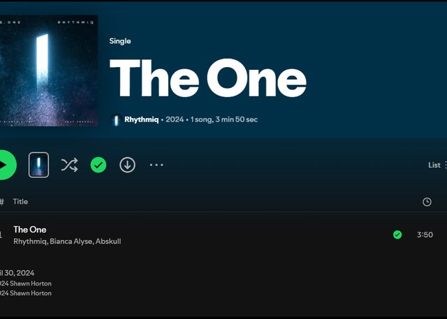 Rhythmiq, The One, on Spotify